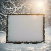 AI generated Empty frame on white background in Christmas winter space photo