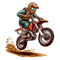 AI generated person riding a motorcycle cartoon motor cross png