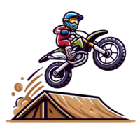 AI generated person riding a motorcycle cartoon motor cross png