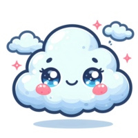 AI generated cute white cloud cartoon png