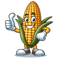 AI generated cartoon corn with OK thumbs up png