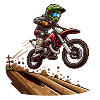 ai généré la personne équitation une moto dessin animé moteur traverser png