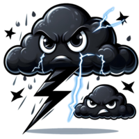 AI generated black cloud cartoon with angry expression png