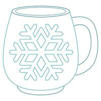 Blue Mug with snowflake. Vector christmas cup with snowflake