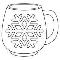 Mug with snowflake. Vector christmas cup with snowflake