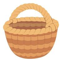 Empty wicker basket. isolated on white background basket. vector