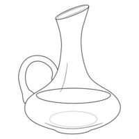 Decanter of wine. Coloring page. Line Art. Happy Hanukkah Illustration. vector