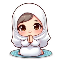 AI generated cute cartoon character muslim girl praying png