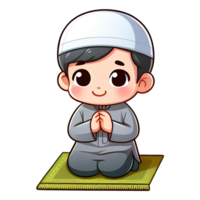 AI generated cute little Muslim child cartoon character png