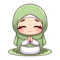 AI generated cute cartoon character muslim girl praying png