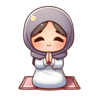 AI generated cute little Muslim child cartoon character png