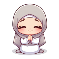 AI generated cute cartoon character muslim girl praying png