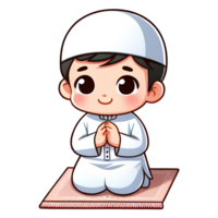 AI generated cute little Muslim child cartoon character png
