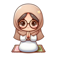 AI generated cute little Muslim child cartoon character png