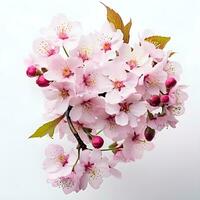 AI generated sakura flowers isolated on white background photo