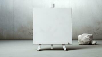 AI generated White canvas for mockup with blurred brick wall room interior photo