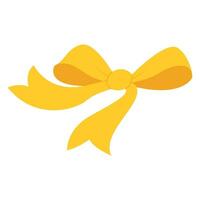 Simple hand drawn ribbon bow collection. Yellow bow. Bowknot for decoration, big set of bowtie. vector