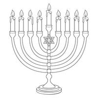 Hanukkah menorah isolated. Vector set of traditional Jewish holiday symbol.