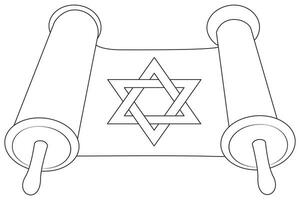 Torah scroll. Flat illustration of ancient Jewish bible book scroll of torah. vector