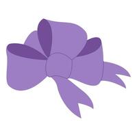 Simple hand drawn ribbon bow collection. Lilac bow. Bowknot for decoration. vector