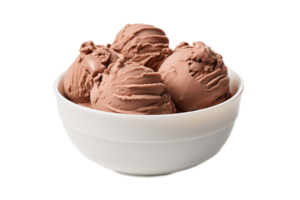 AI generated Chocolate Ice Cream in Bowl on Transparent Background . AI png