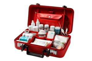 AI generated Open First Aid Kit, Front View, Isolated on Transparent Background. AI png