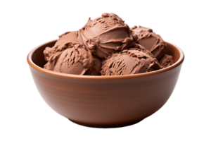 AI generated Chocolate Ice Cream in Bowl on Transparent Background . AI png