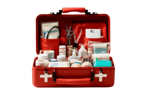 AI generated Open First Aid Kit, Front View, Isolated on Transparent Background. AI png