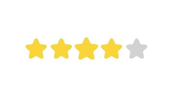 five yellow stars Providing satisfaction levels in customer service. 2d animation. video