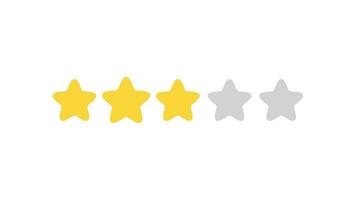 five yellow stars Providing satisfaction levels in customer service. 2d animation. video