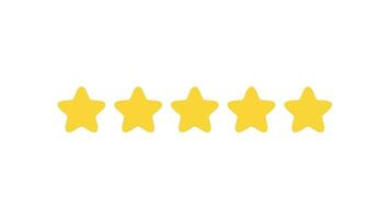 five yellow stars Providing satisfaction levels in customer service. 2d animation. video