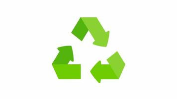 vert La Flèche tourbillonnant dans une Triangle recycler symbole le concept de recyclage déchets. 2d animation. video