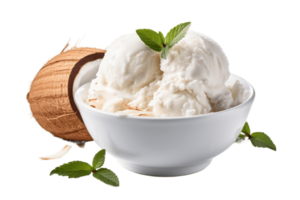 AI generated Coconut Ice Cream Isolated on Transparent Background. AI png