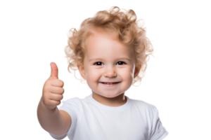 AI generated Toddler Giving Thumbs Up Isolated on Transparent Background. AI png