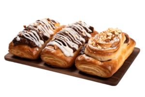 AI generated Danish Pastries on Transparent Background. AI png