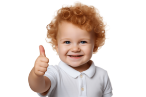 AI generated Toddler Giving Thumbs Up Isolated on Transparent Background. AI png