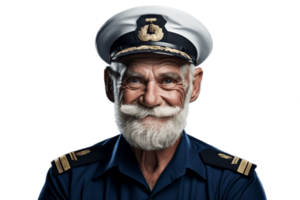 AI generated Mature Elderly Sailor with Crossed Arms on Transparent Background. AI png