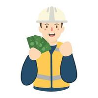 Builder with Money at the Construction Site vector