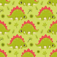 Cute dinosaur seamless pattern. Cute colored dinosaurs for nursery, kids clothing. Kids pattern in flat cartoon style. Vector illustration.