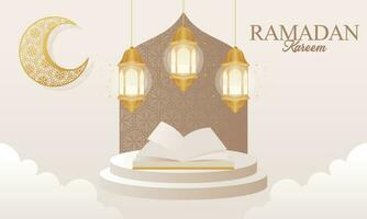 Islamic ramadan kareem celebration. Islamic greeting card template with ramadan for wallpaper design vector