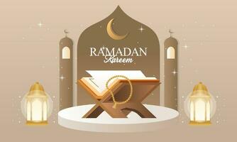 islámico Ramadán kareem celebracion. islámico saludo tarjeta modelo con Ramadán para fondo de pantalla diseño vector