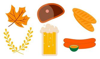 Oktoberfest Beer Festival icons set vector