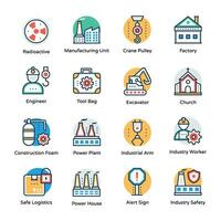 Pack of Factory and Construction Icons vector