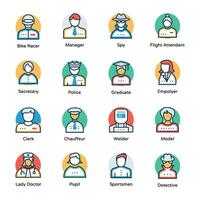 Professional Avatars Flat Vector Icons Set