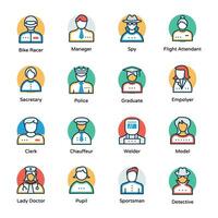 Professional Avatars Flat Vector Icons Set