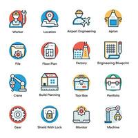 Pack of Engineering and Construction Icons vector