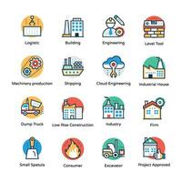 Pack of Engineering and Logistics Icons vector