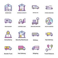 Pack of Logistic and Warehouse Flat Icons vector