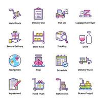 Pack of Logistic Management and Warehouse Flat Icons vector