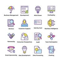 Business Management and Planning Theme Flat Line Icons vector